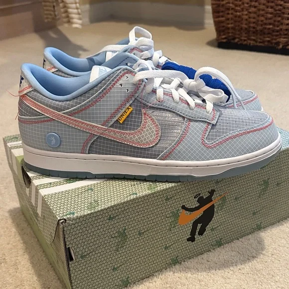 Men’s Unique Blue and Orange Nike UN/LA Custom Sneakers